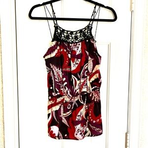 Cache floral silk beaded Top